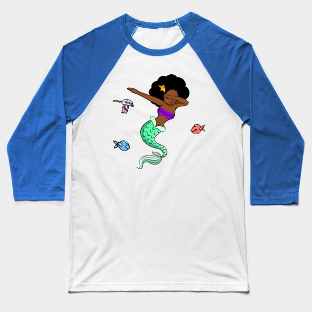 Afro Girl, Mermaid, Funny Dab Dance, Dancing Fishes Baseball T-Shirt by dukito